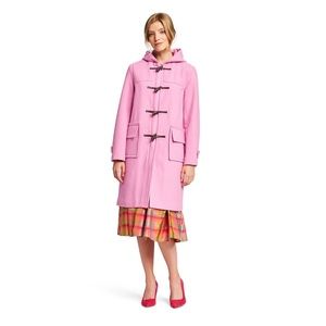 NEW Isaac Mizrahi Pink Hooded Wool Duffle Coat XS